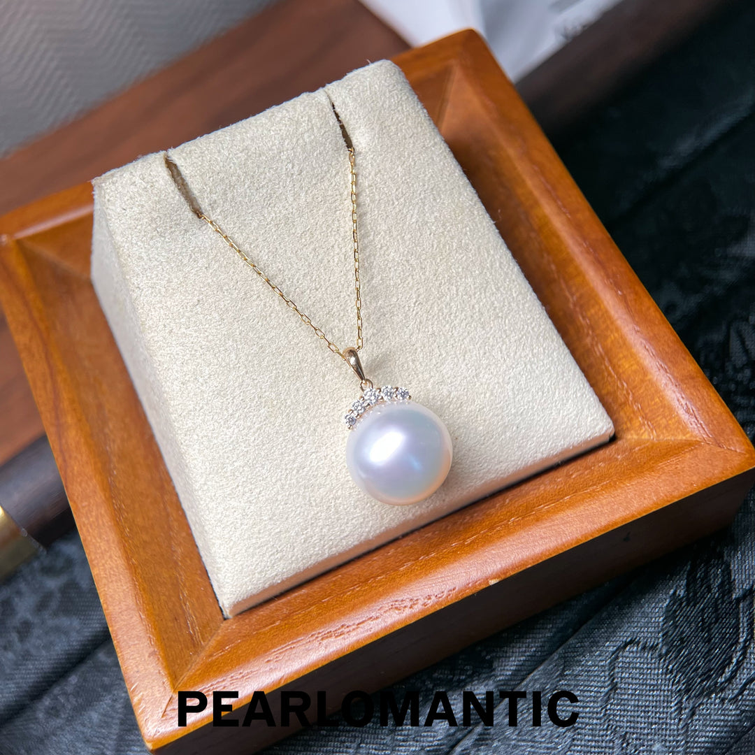 [618 Sale] Sparkle Crown 12–13mm 5A Australian South Sea White Pearl Pendant Necklace
