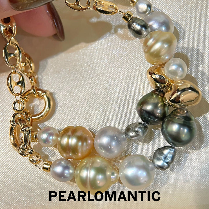 [Designer's Choice] Multi Saltwater Keshi & Baroque Pearl Mixed-Hue Bracelets