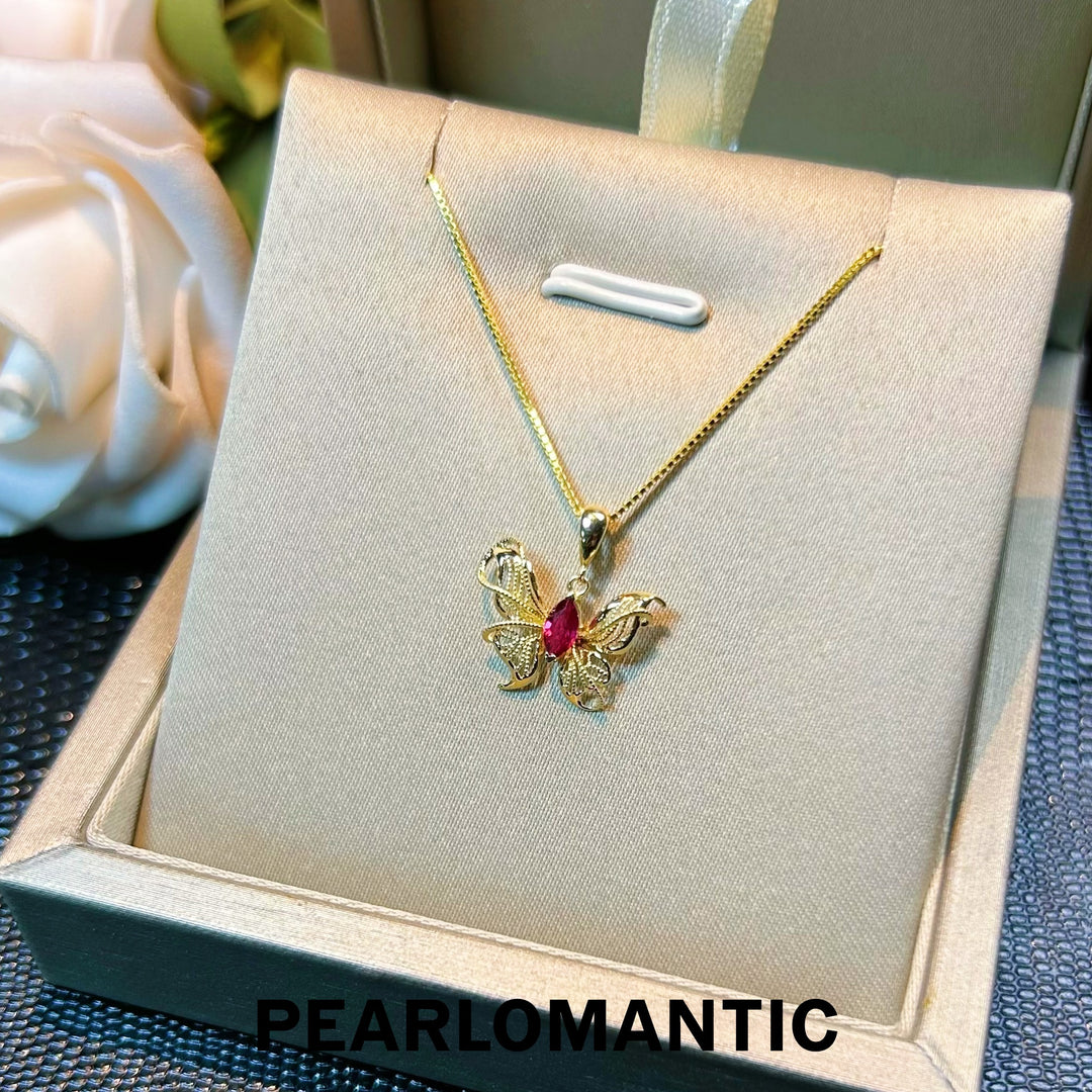 [Fine Jewelry] 18k Gold Ruby Marquise-cut Filigree Wings All-purpose Pendants