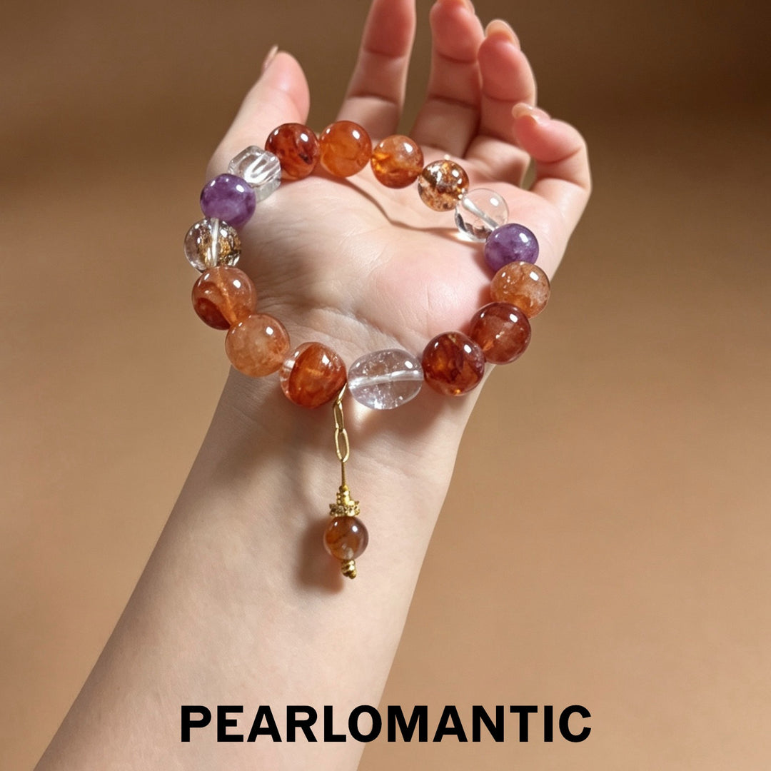 [618 Sale] 12–13mm Natural Crystal Autumn Color Bracelet