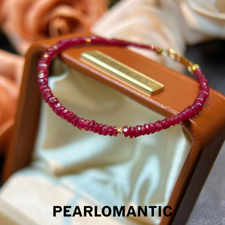 [Fine Jewelry] 18k Gold &amp; Ruby Crushed Garnet Adjustable Bracelets