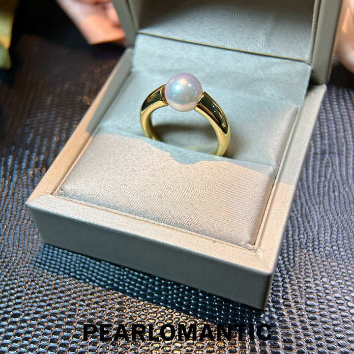 [Designer's Choice] Akoya Pearl The Hovering Moon S925 Silver Ring Size US 7.5