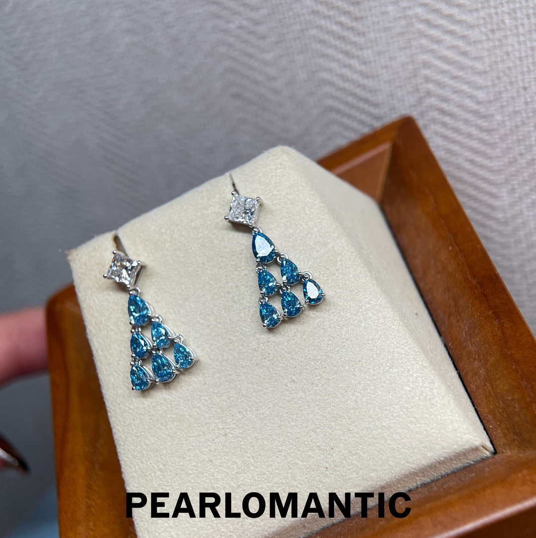 [Fine Jewelry] Lab-Grown Diamonds Blue Mirage Chandelier Earrings w/ PT900