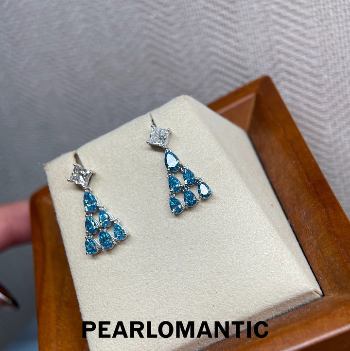 [Fine Jewelry] Lab-Grown Diamonds Blue Mirage Chandelier Earrings w/ PT900