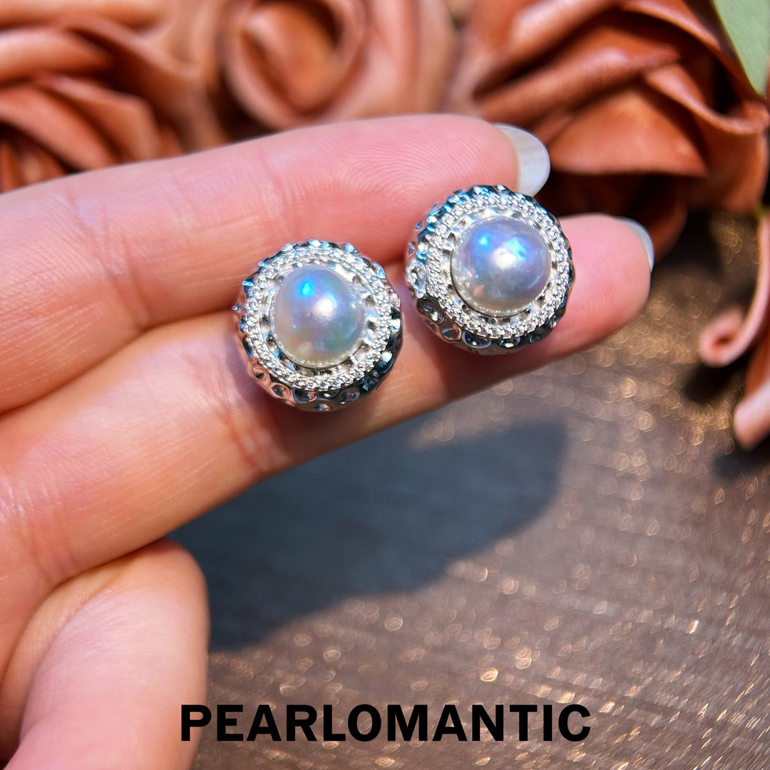 [Designer's Choice] Australian White Pearl Moonstone Glow Earrings w/ S925 Silver