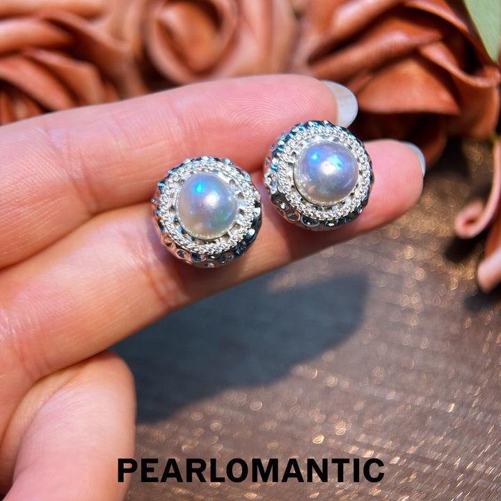 [Designer's Choice] Australian White Pearl Moonstone Glow Earrings w/ S925 Silver