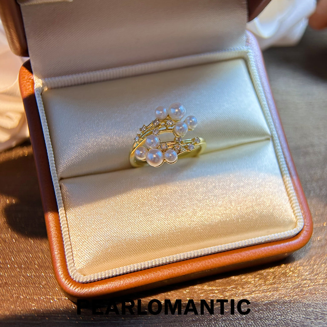 [Designer's Choice] Akoya Pearl Graceful Bouquet S925 Silver Adjustable Ring