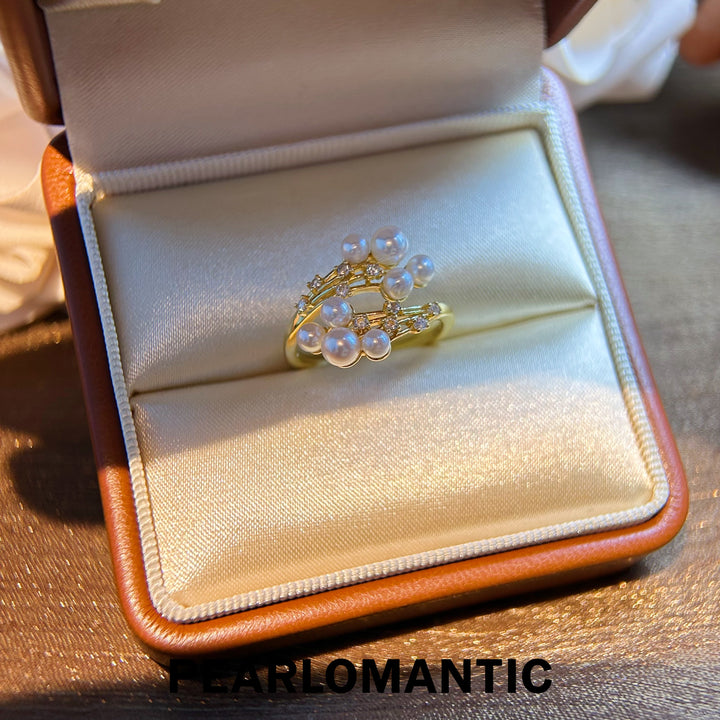 [Designer's Choice] Akoya Pearl Graceful Bouquet S925 Silver Adjustable Ring