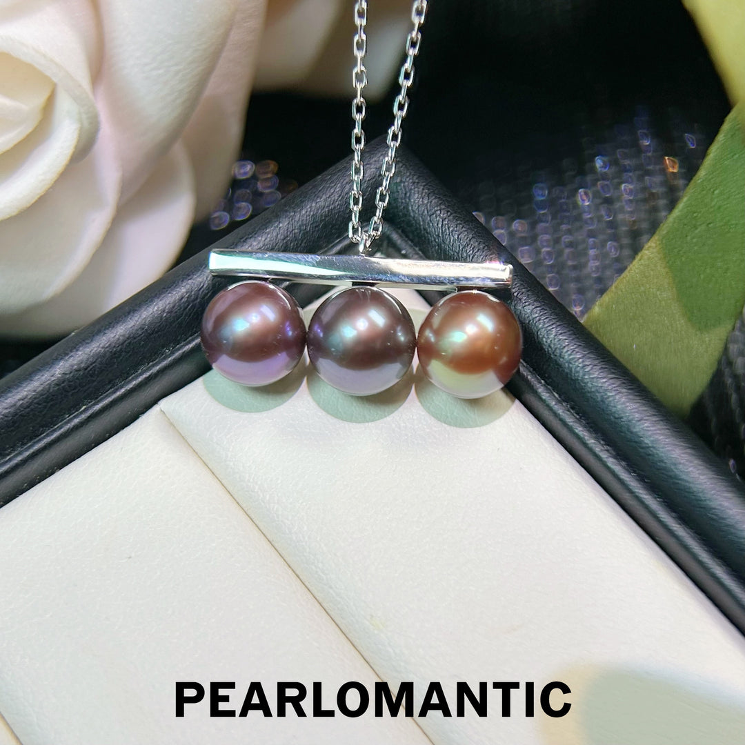 [Spring Sale] Balance Beam Unique 8mm Trio Natural Color Pearl Necklace