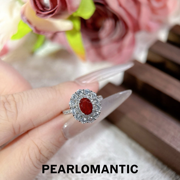 [Designer’s Choice] Solar Halo Natural Sunstone Oval Ring 0.76ct S925