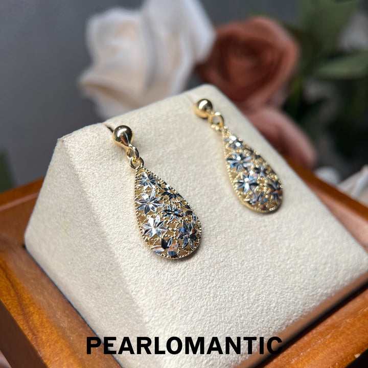 [618 Sale] Italy Made Two-Tone Flower Water Drop Earrings w/ S925 Silver