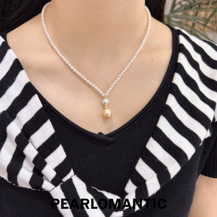 [Designer's Choice] Unique Freshwater & South Sea Pearl Blend S925 Silver Necklace
