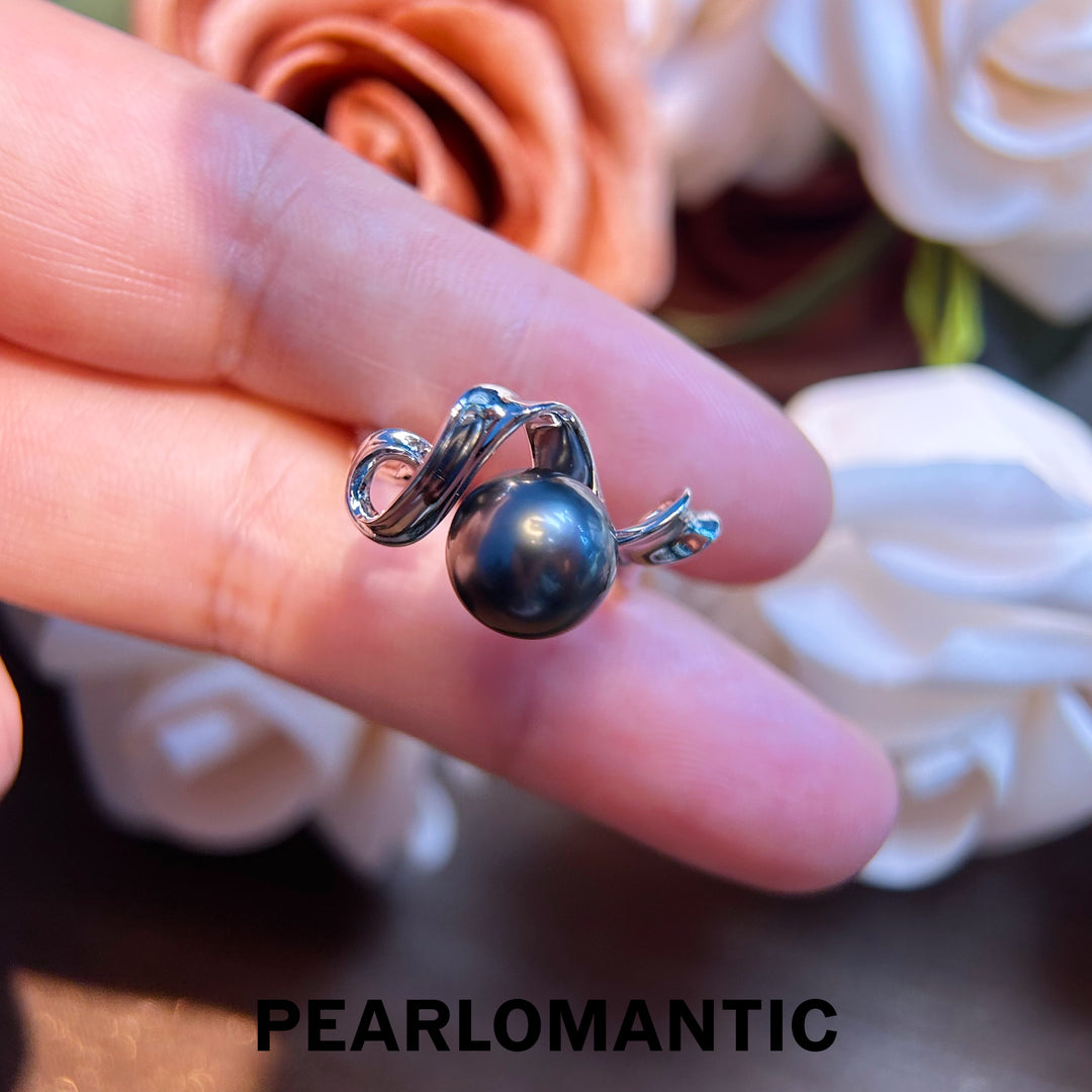 [Designer's Chioce] Tahitian Black Pearl Graceful Wrap S925 Silver Adjustable Ring