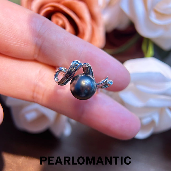 [Designer's Chioce] Tahitian Black Pearl Graceful Wrap S925 Silver Adjustable Ring