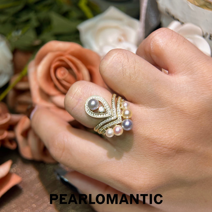 [Designer’s Choice] Candy Cascade 2.5–5mm 5A Akoya Pearl Adjustable Two-Way Statement Ring