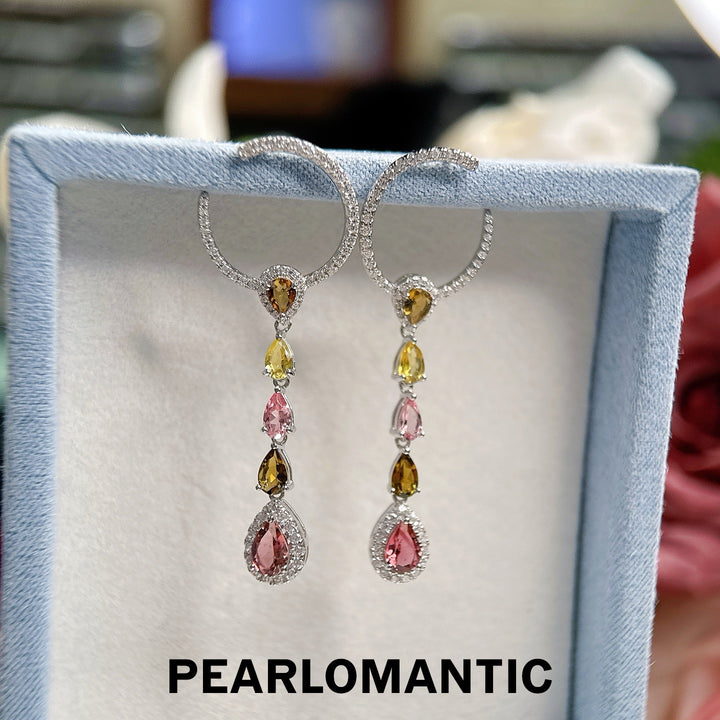 [Designer’s Choice] Candy Bloom Natural Tourmaline Dangle Earrings 2.3ct S925 Gold