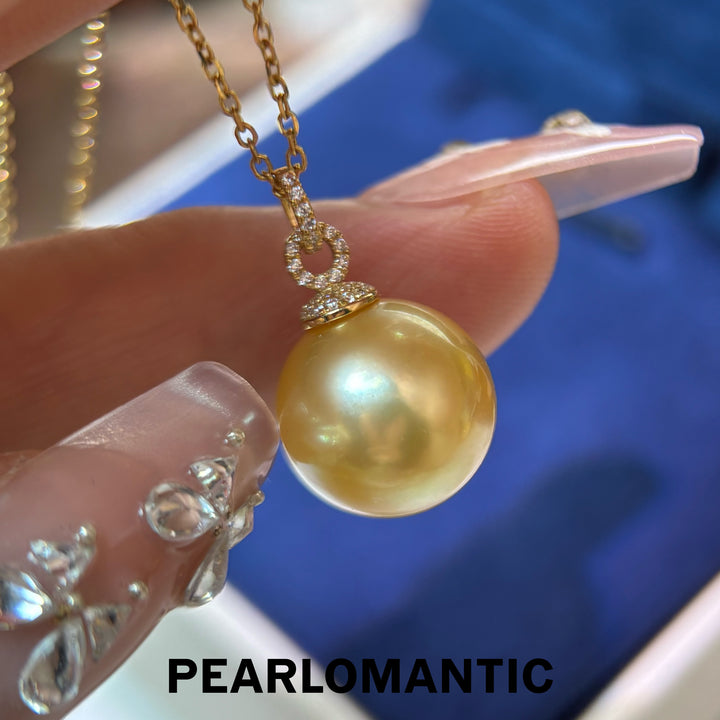 [Fine Jewelry] Golden Radiance 12.9mm 4A+ South Sea Golden Pearl 18K Gold Pendant