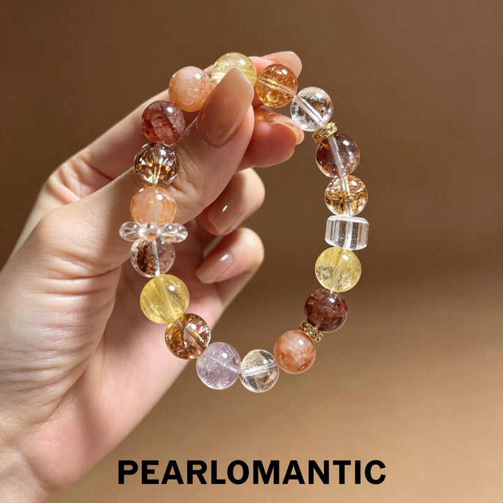 [618 Sale] Natural Crystal Mixed Color Round Bead Bracelet