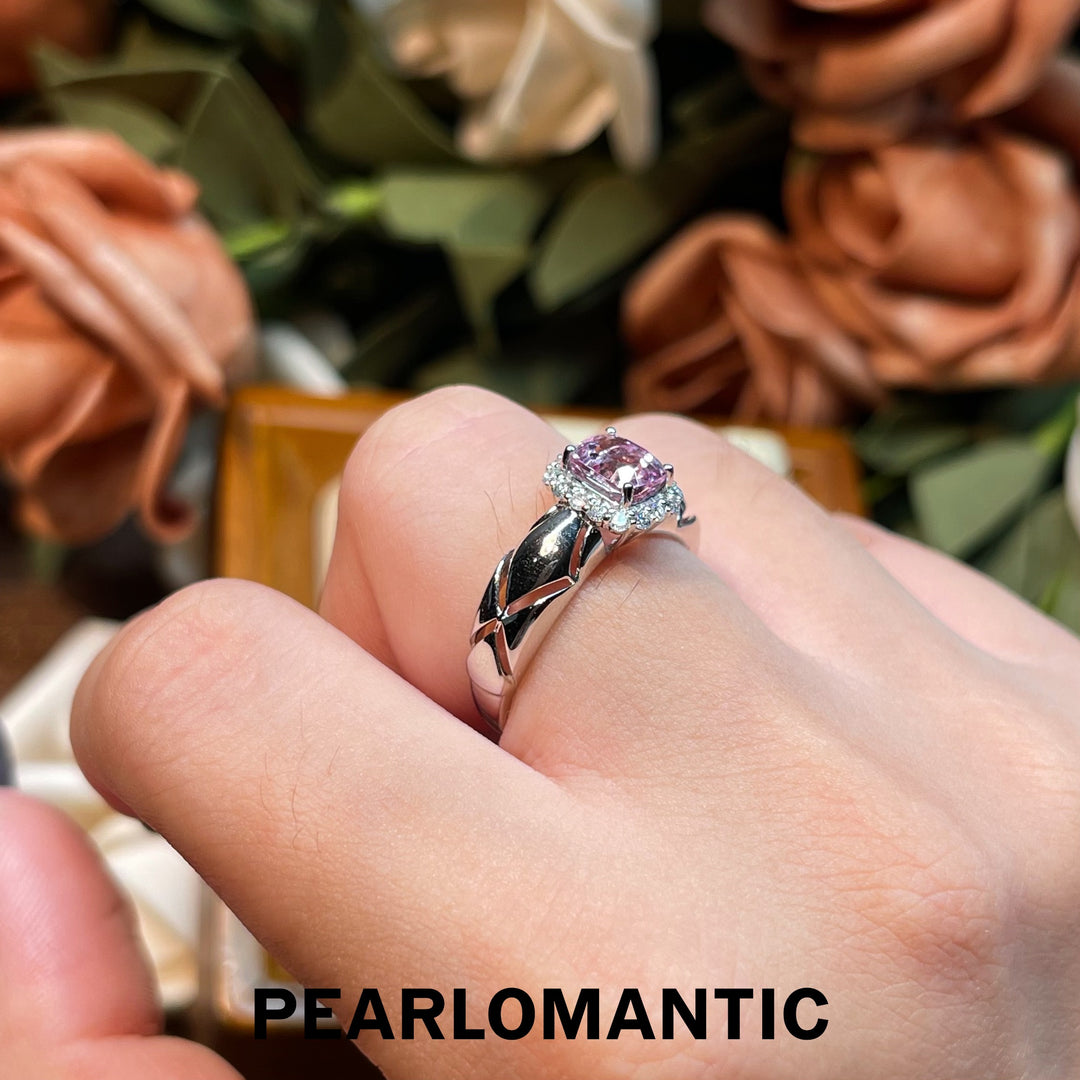 [Fine Jewelry] 18K White Gold Lone Lavender Glow Tourmaline & Diamond Ring