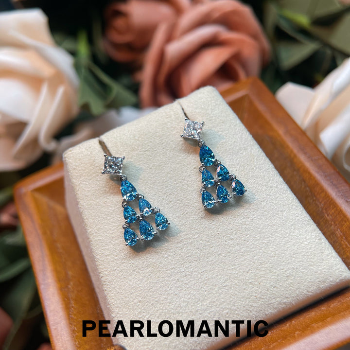 [Fine Jewelry] Lab-Grown Diamonds Blue Mirage Chandelier Earrings w/ PT900