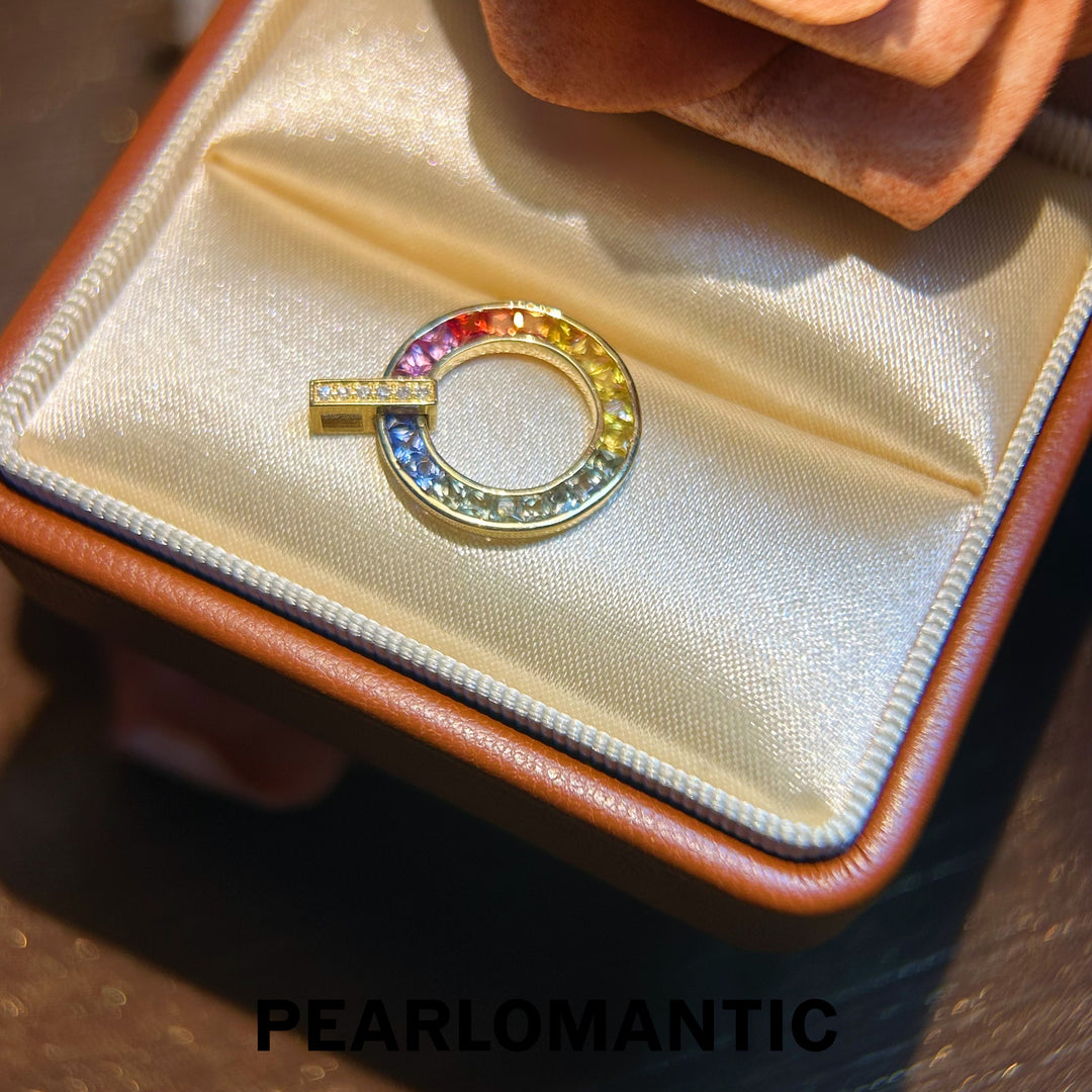 [Fine Jewelry] 18K Gold Radiant Donut with 1.8ct Colorful Sapphires Pendants
