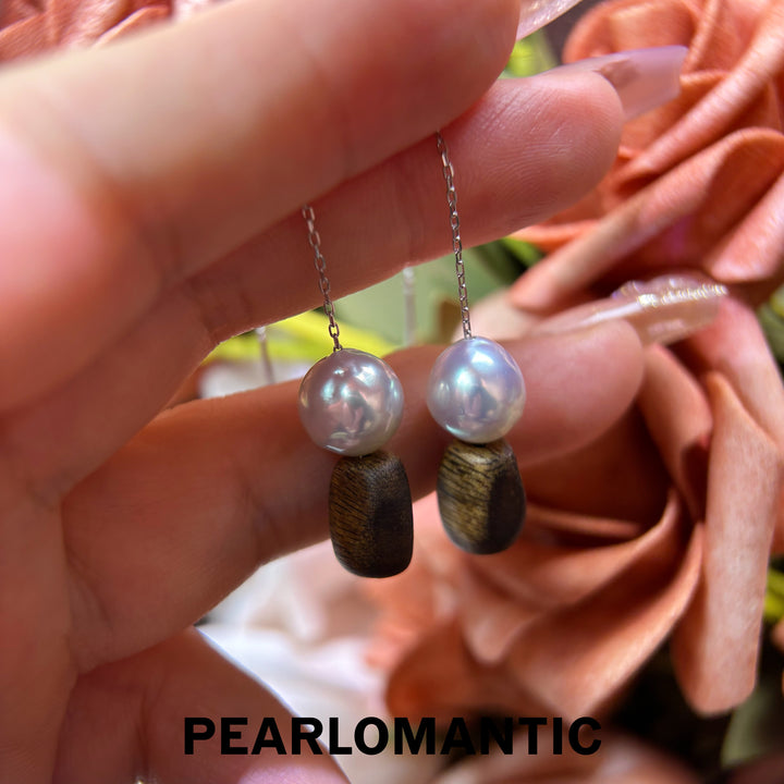 [Fine Jewelry] Akoya Madama Baroque Pearl Agarwood Convertible Threader Earrings