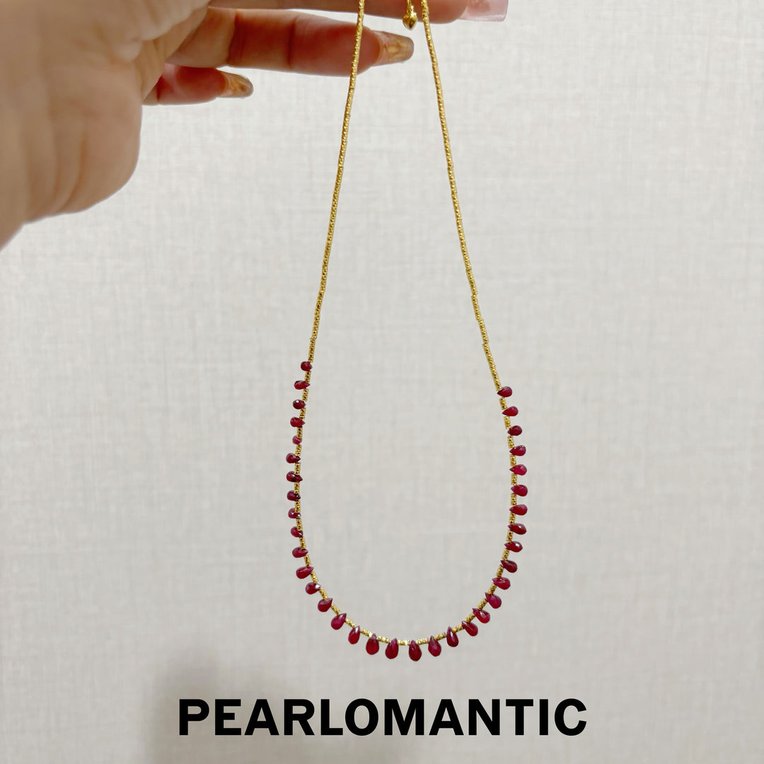 [Designer’s Choice] Ruby Cascade Gradient Teardrop Necklace S925 Silver