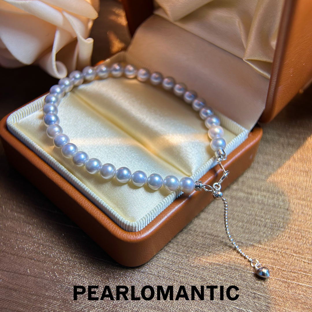 [Designer's Choice] Akoya Pearl Silver Blue Classic Must-Have Bracelet Adjustable