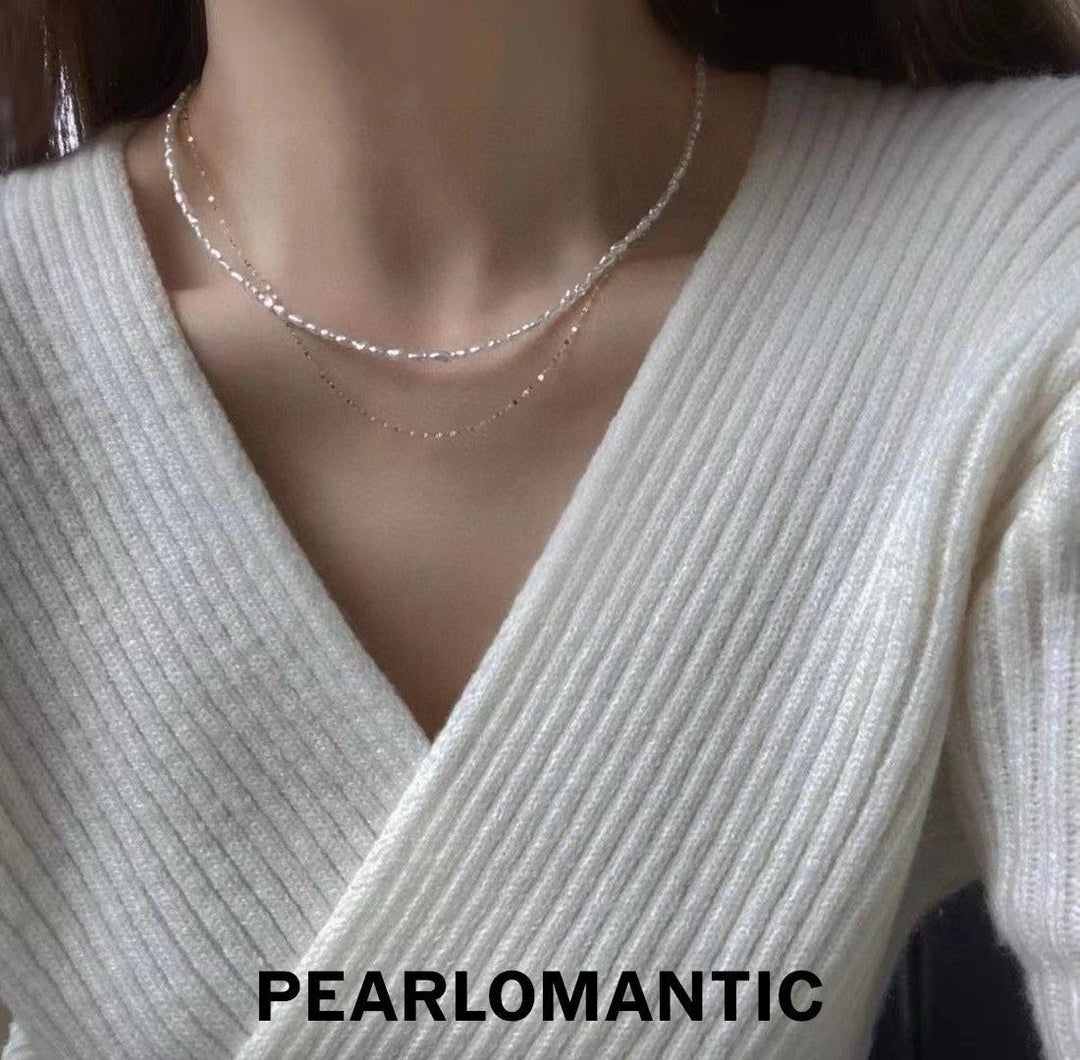 [Fine Jewelry] 18k Gold &  Australian White Keshi Silver Icy Sheen Adjustable Necklace