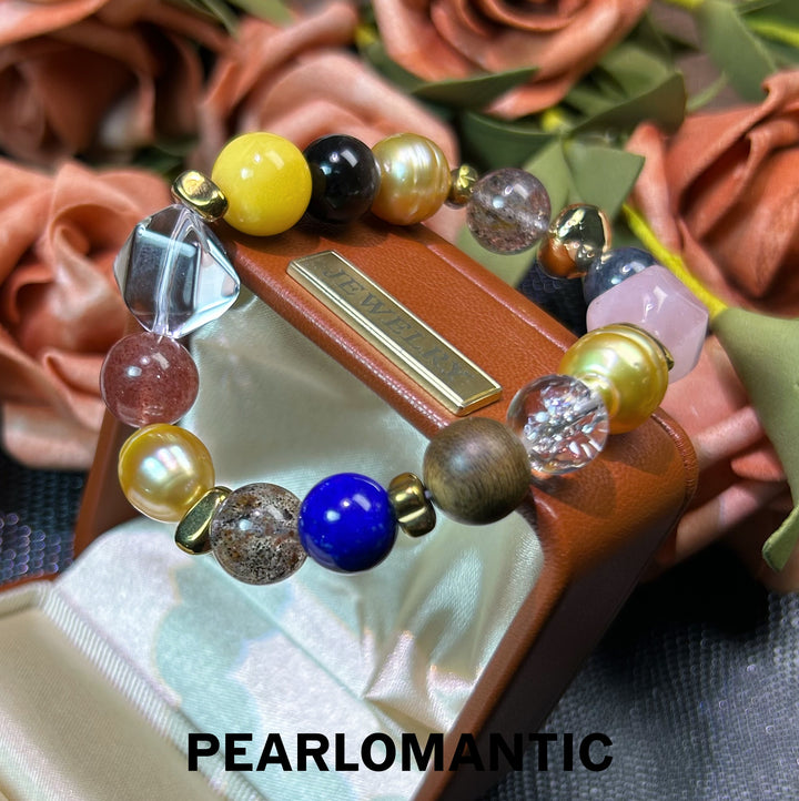 [Elección del diseñador] Viaje dorado: pulsera de perlas barrocas premium y varias gemas con herencia