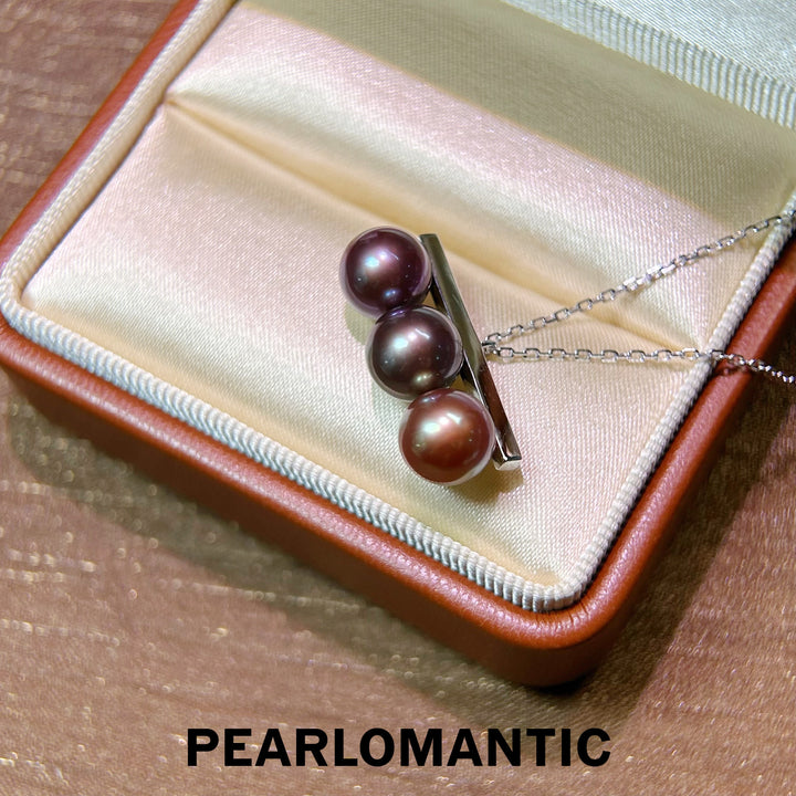 [Spring Sale] Balance Beam Unique 8mm Trio Natural Color Pearl Necklace