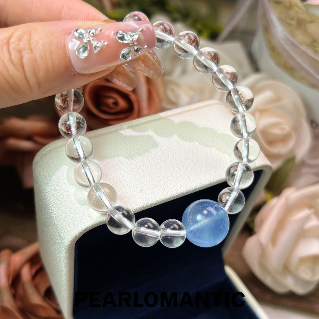 [Designer’s Choice] Aqua Balance 14mm Aquamarine &amp; 8mm Clear Quartz Bracelet