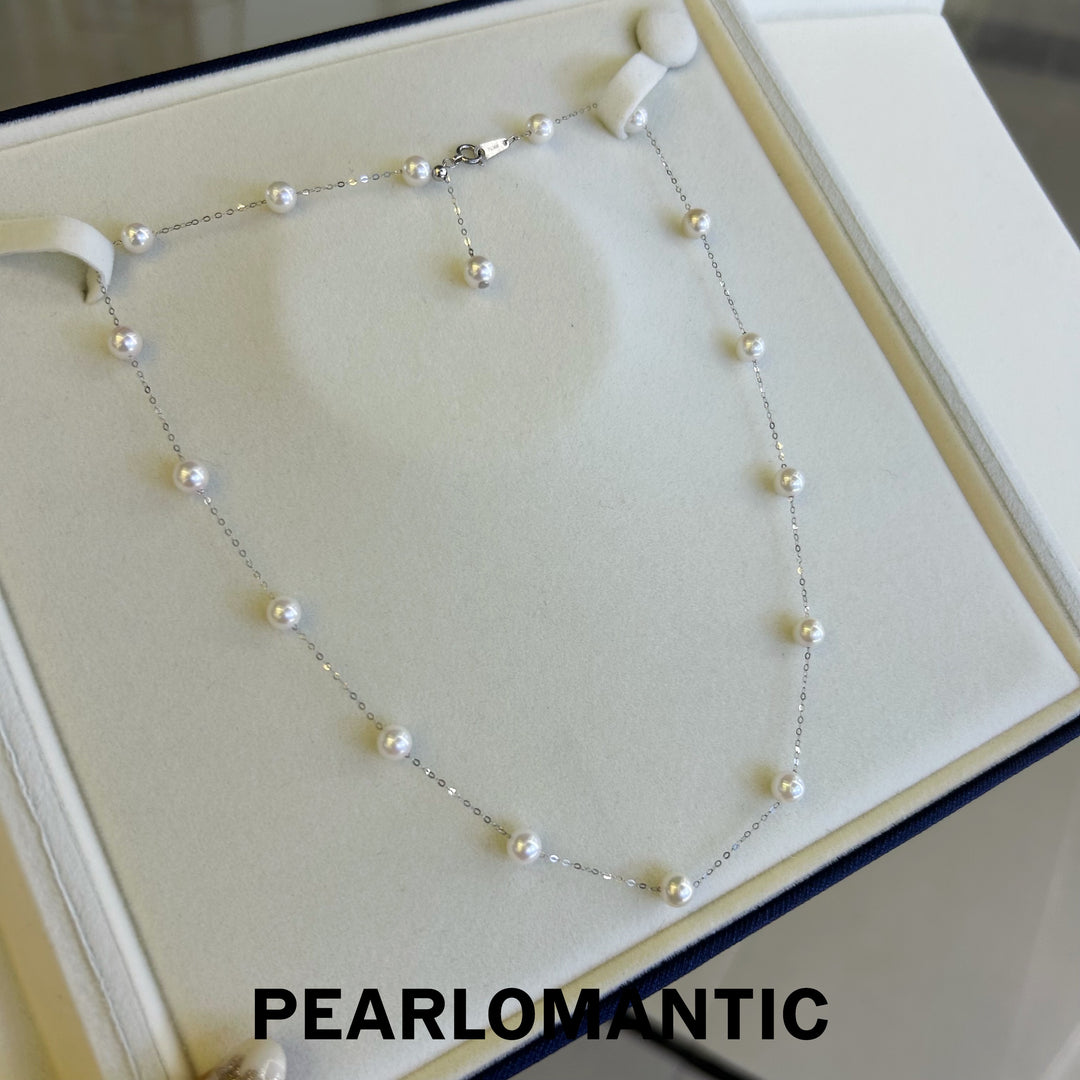 [Fine Jewelry] Starlit Dots – Minimal Pearl Station Necklace w/ PT900