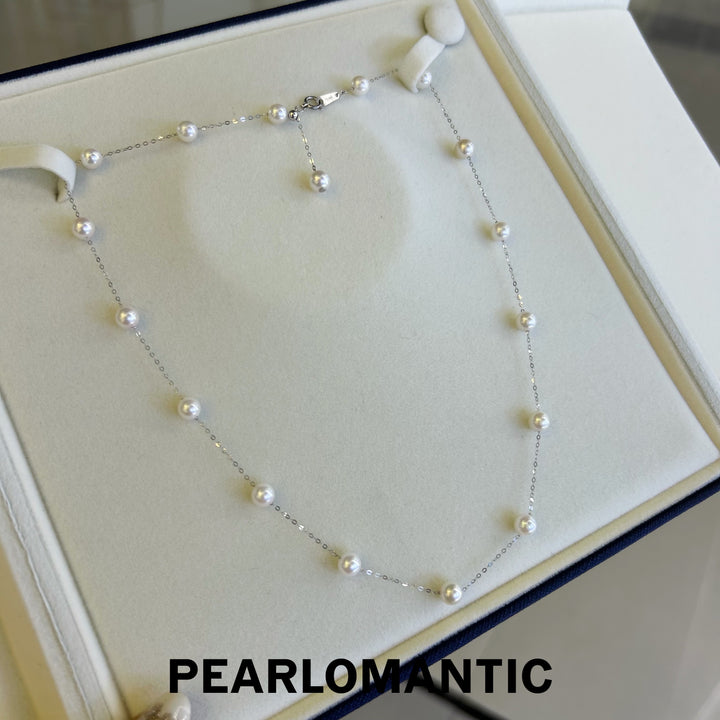 [Fine Jewelry] Starlit Dots – Minimal Pearl Station Necklace w/ PT900