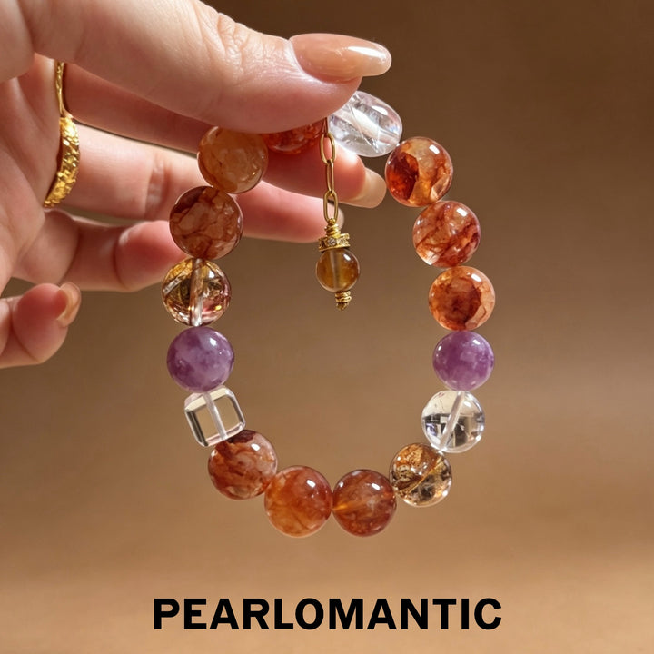 [618 Sale] 12–13mm Natural Crystal Autumn Color Bracelet