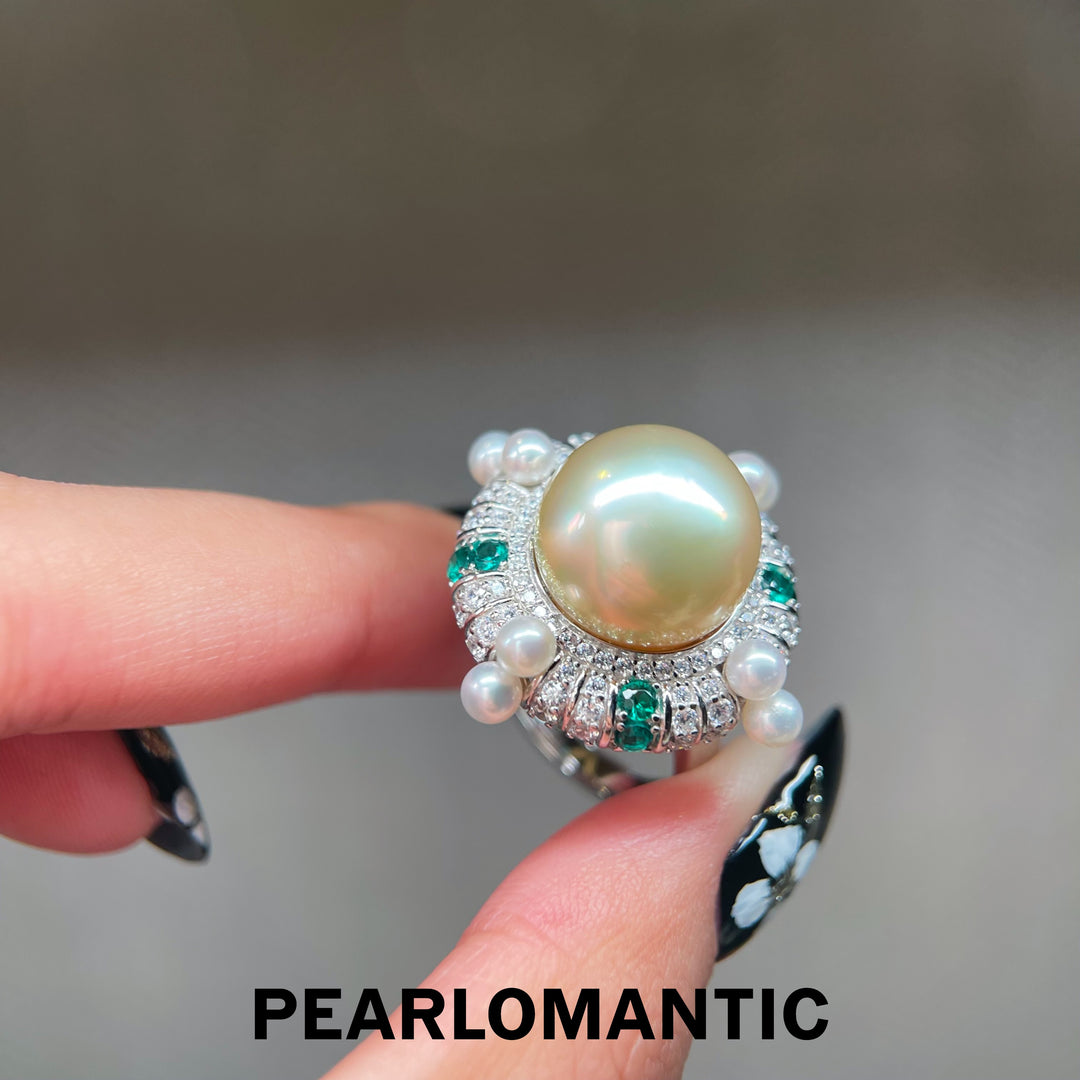 [Designer's Choice] South Sea Golden Pearl Imperial Sun S925 Silver Adjustable Ring