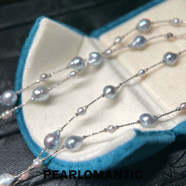 [618 Sale] Akoya Baroque Pearl Convertible Necklace Bracelet w/ S925 Silver