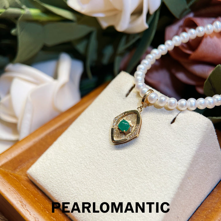 [Fine Jewelry] 18k Gold & Emerald & Diamonds Inspired Brushed Texture Pendants