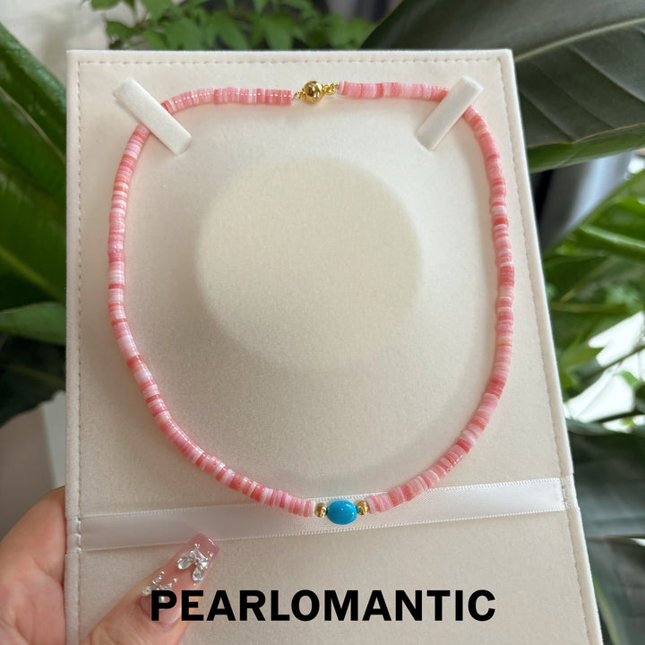 [Designer’s Choice] Blush Harmony Conch Shell &amp; Sleeping Beauty Turquoise Bracelet