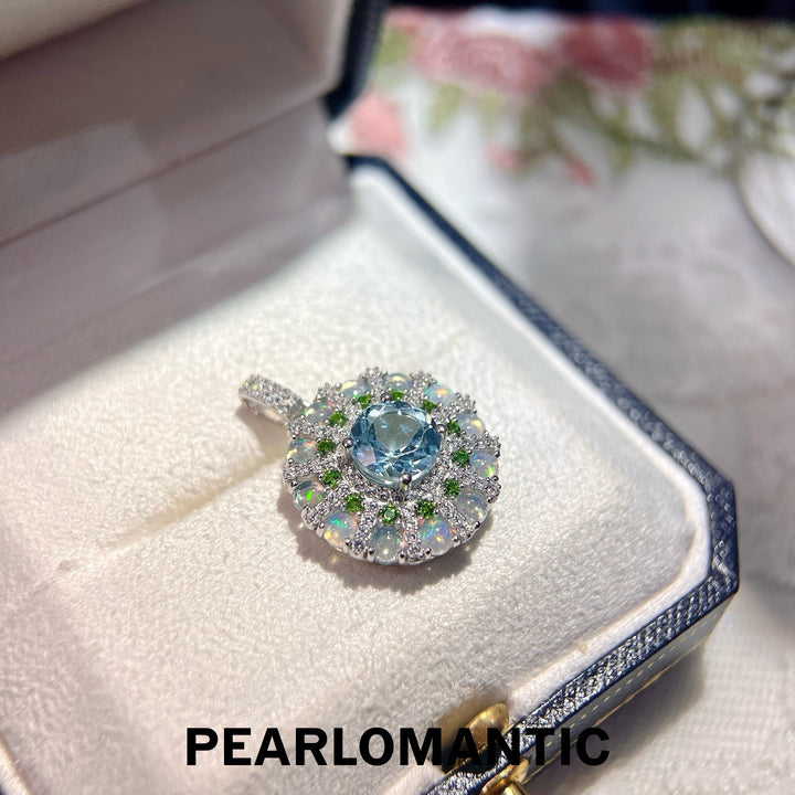 [Designer’s Choice] Aurora Halo Natural Topaz + Opal 2.4ct S925 Pendant