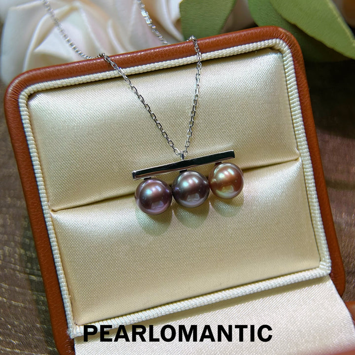 [Spring Sale] Balance Beam Unique 8mm Trio Natural Color Pearl Necklace