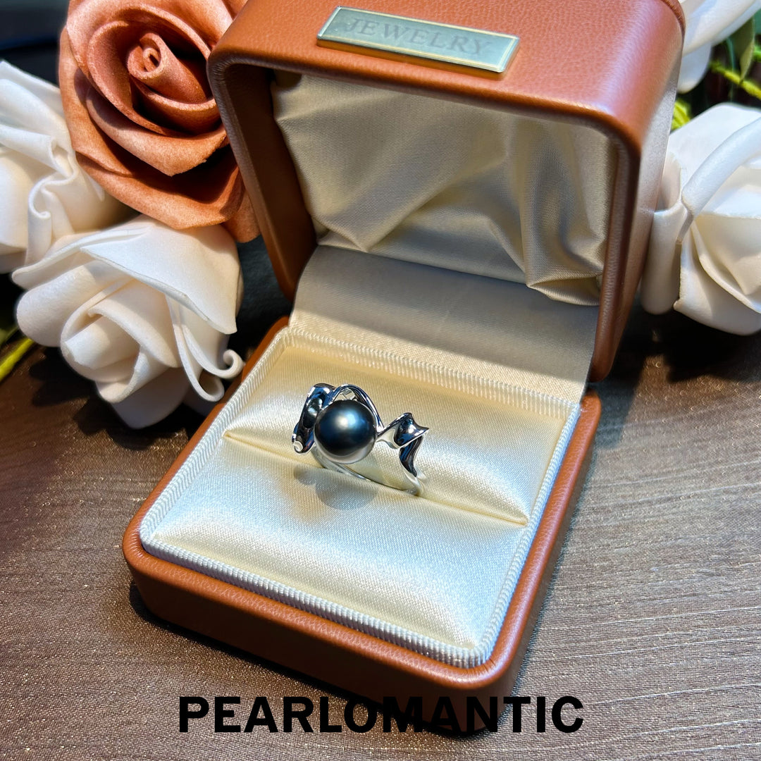 [Designer's Chioce] Tahitian Black Pearl Graceful Wrap S925 Silver Adjustable Ring