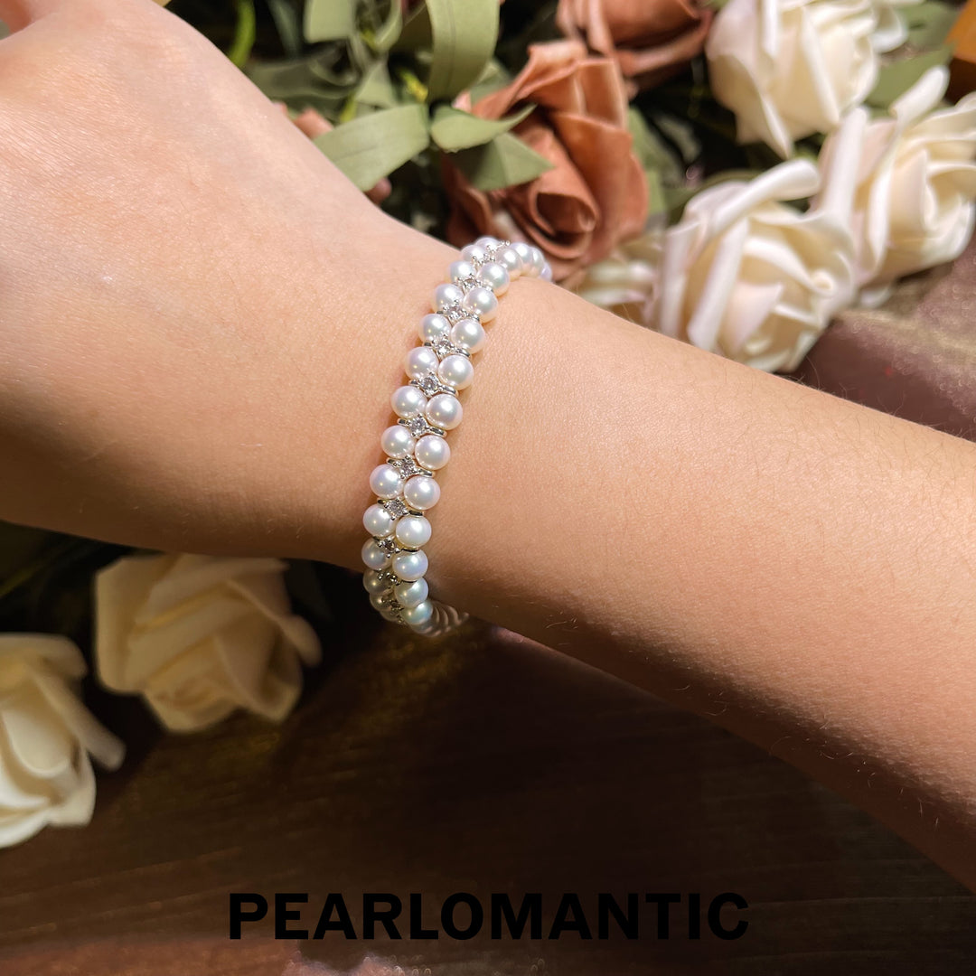 [Designer‘s Choice] Freshwater 4-4.5mm Baby Pearl Lace Woven Bracelets Adjustable Clasp