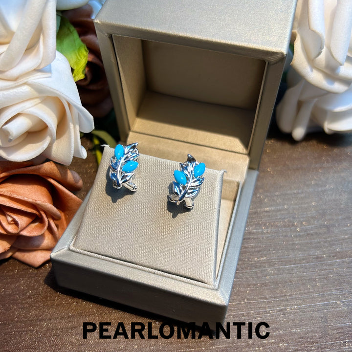 [Designer's Chioce] Hong Kong - Made S925 Silver Turquoise Leaf Earring Studs