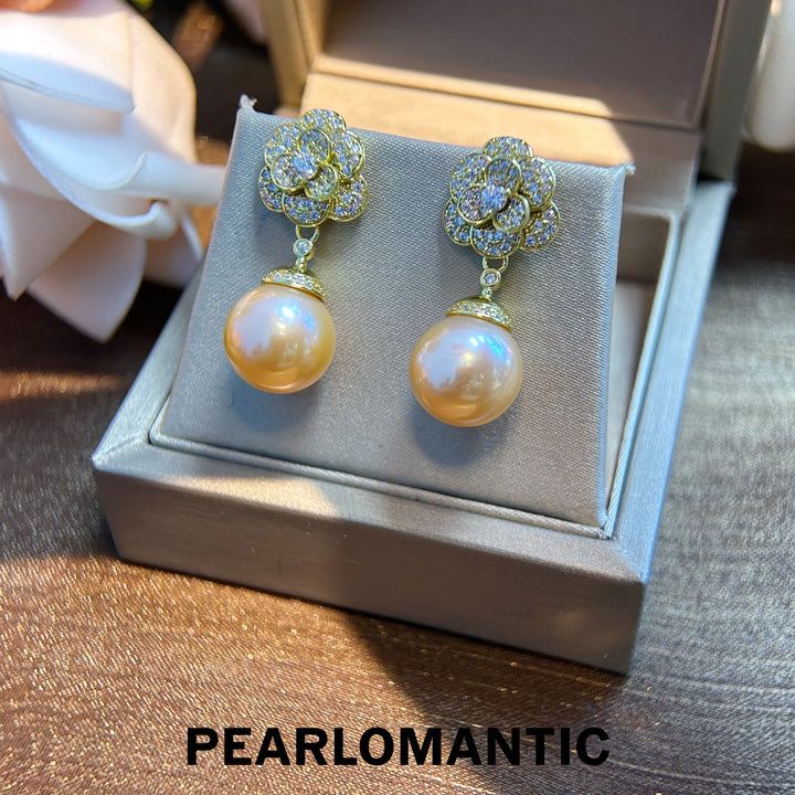 [Designer's Choice] Freshwater Pearl Natural Red Orange Fiery Camellia Earrings
