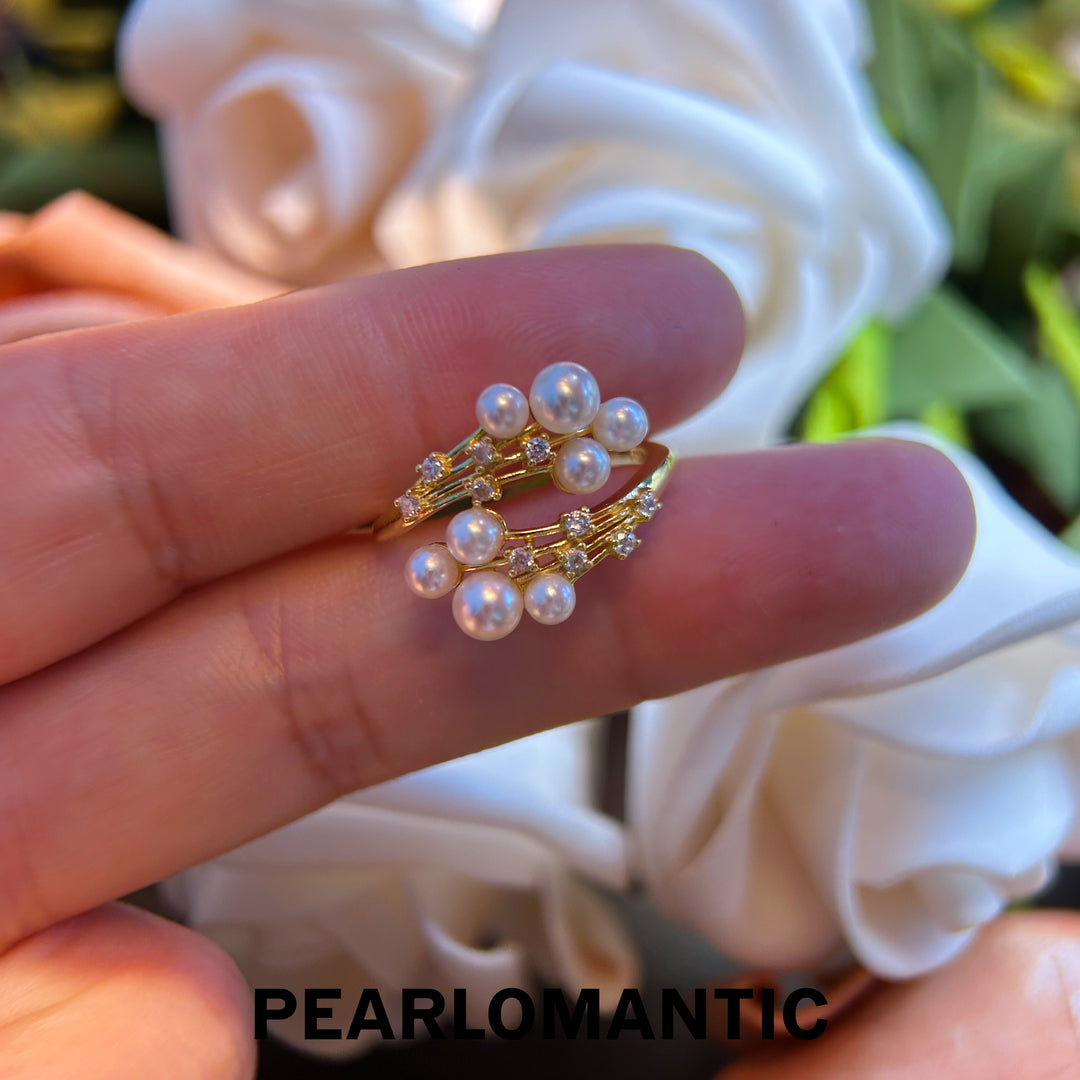 [Designer's Choice] Akoya Pearl Graceful Bouquet S925 Silver Adjustable Ring