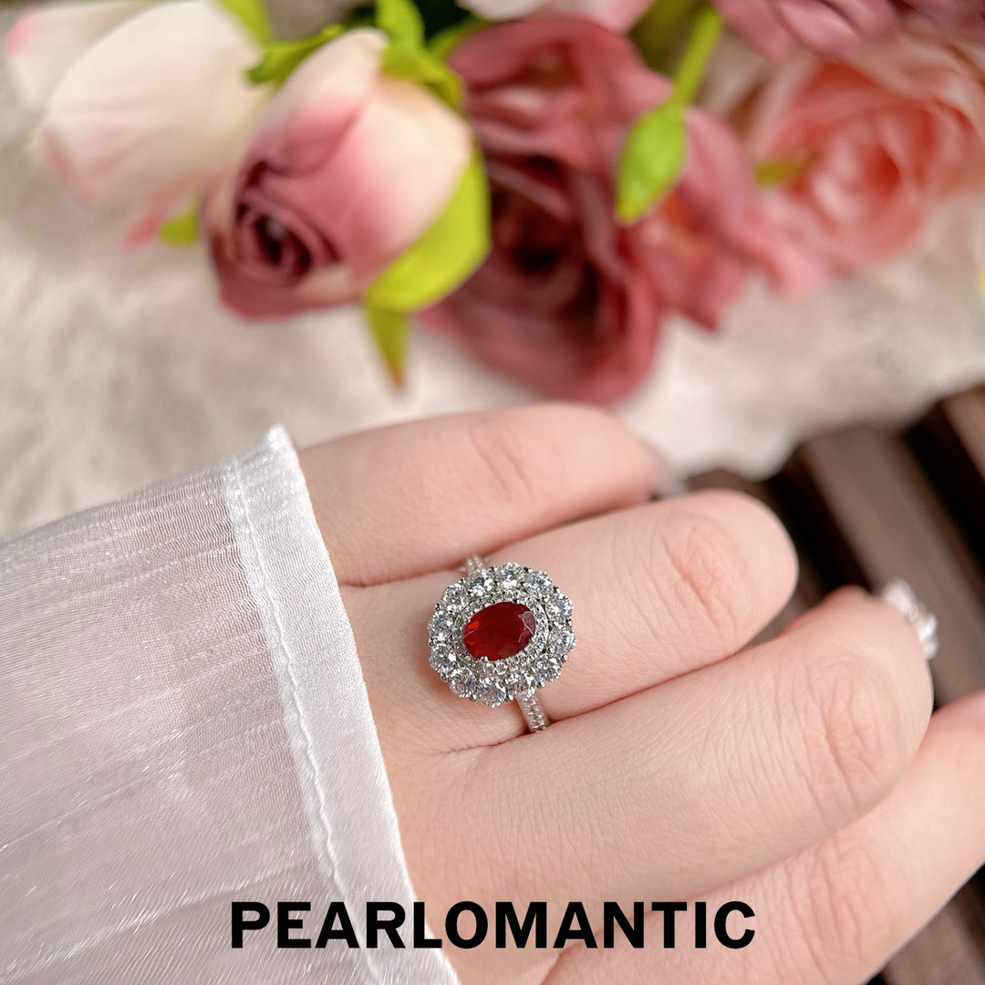 [Designer’s Choice] Solar Halo Natural Sunstone Oval Ring 0.76ct S925