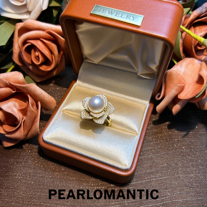 [Designer's Choice] Australian Dusty Rose Pearl Luminous Petal Adjustable Silver Ring