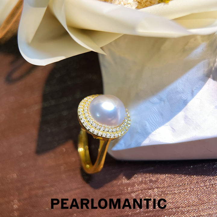 [Designer's Choice] Australian White Pearl 9-10mm S925 Silver Adjustable Rings