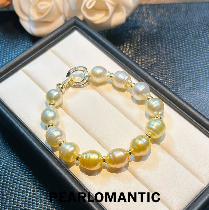 [Designer's Choice] South Sea & Australian White Pearl Half & Half S925 Silver Bracelets